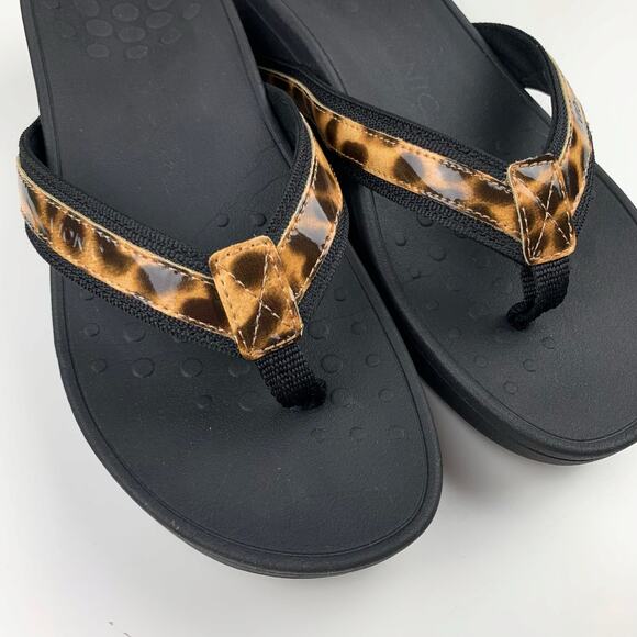 Vionic High Tide Sandals Flip Flops Black Animal Print Platform Comfort Womens 7 - Picture 4 of 10
